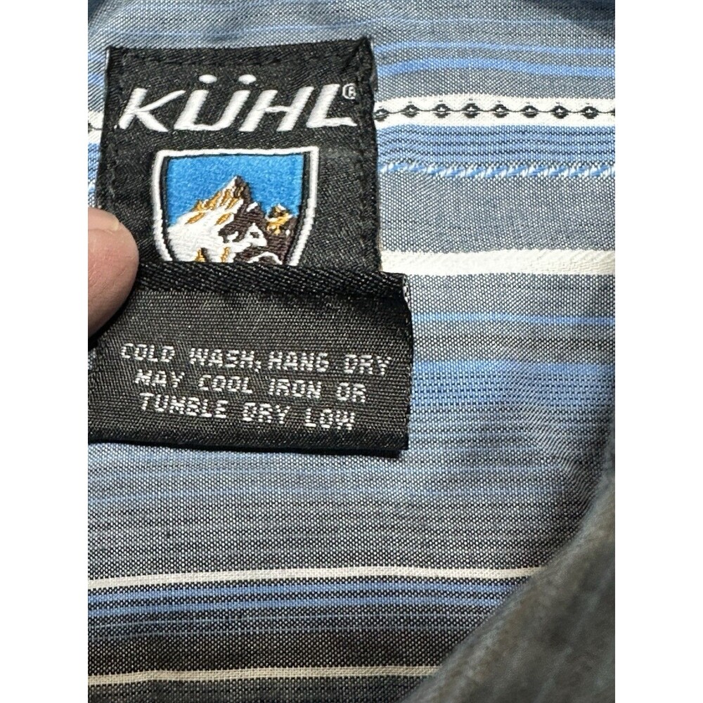 Kuhl Button Shirt Vertical Striped Short Sleeve Suncel Cotton Men’s Size Small - Picture 8 of 9